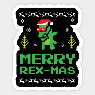 Merry Rex-mas Rexmas Ugly Christmas Dabbing Santa Rex Sticker